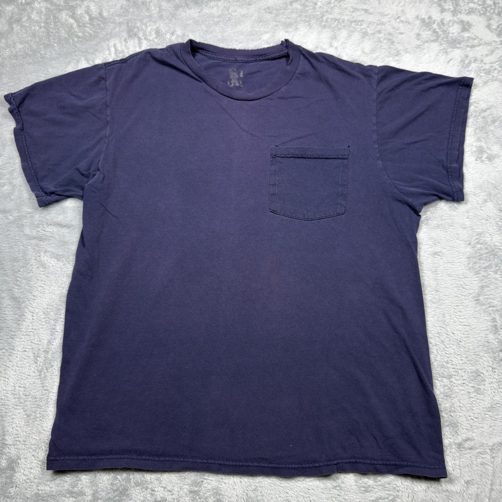 Fruit of the Loom Pocket Shirt Mens Large Plain Faded Thrashed Worn Derelicte